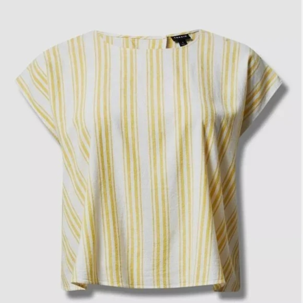 Torrid Yellow and White Striped Blouse - Picture 5 of 5